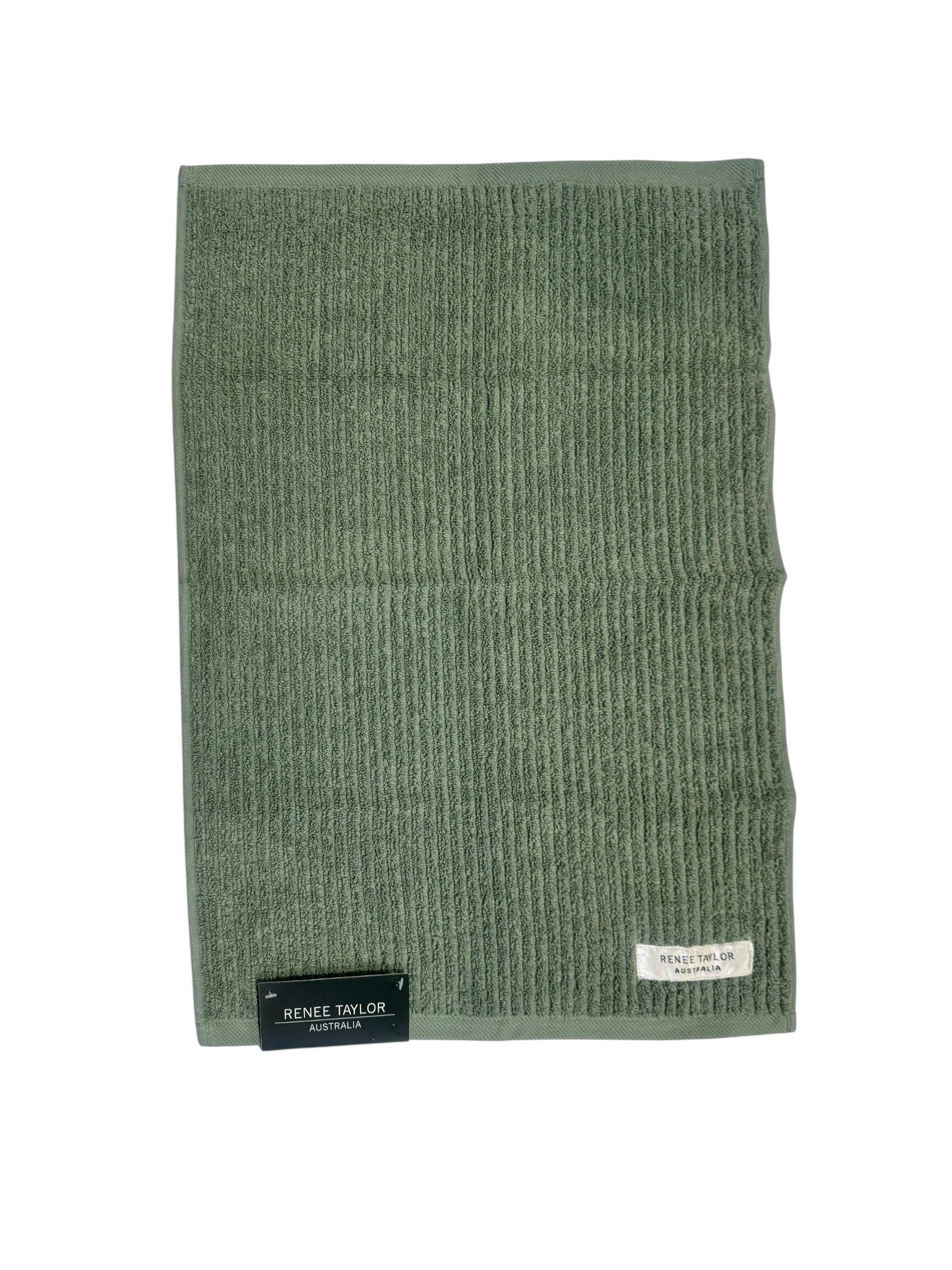 Renee Taylor Cobblestone 650 GSM Cotton Ribbed Hand Towels - Sage