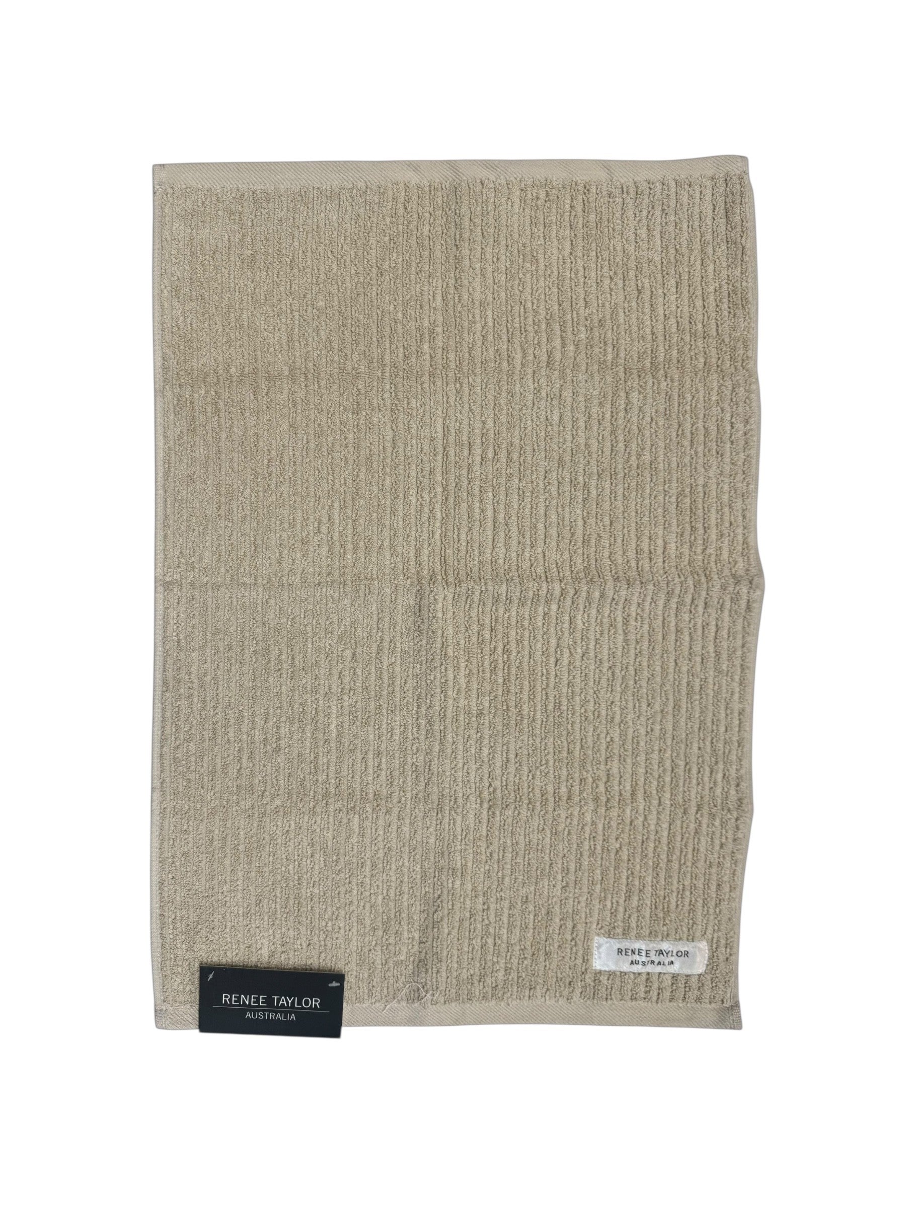 Renee Taylor Cobblestone 650 GSM Cotton Ribbed Hand Towels - Stone