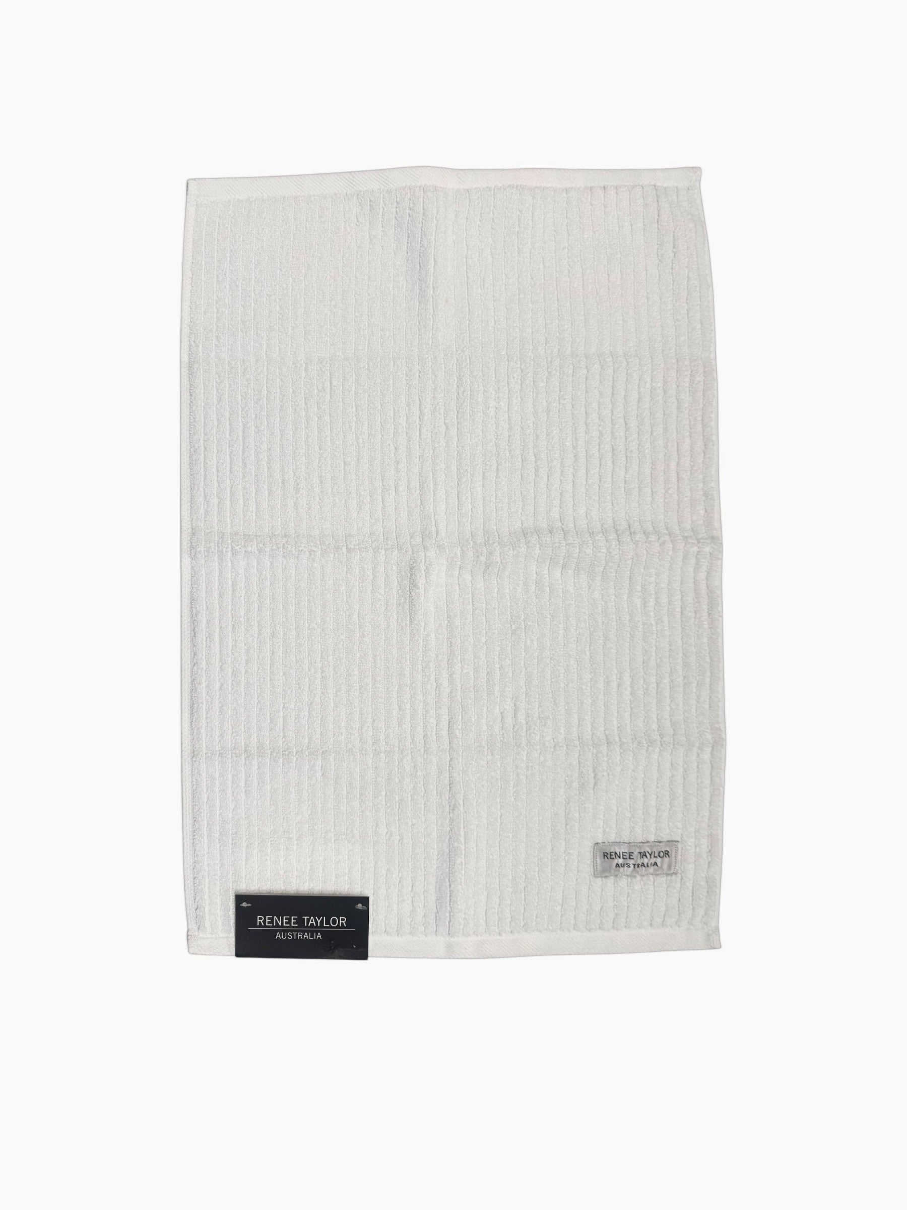 Renee Taylor Cobblestone 650 GSM Cotton Ribbed Hand Towels - White