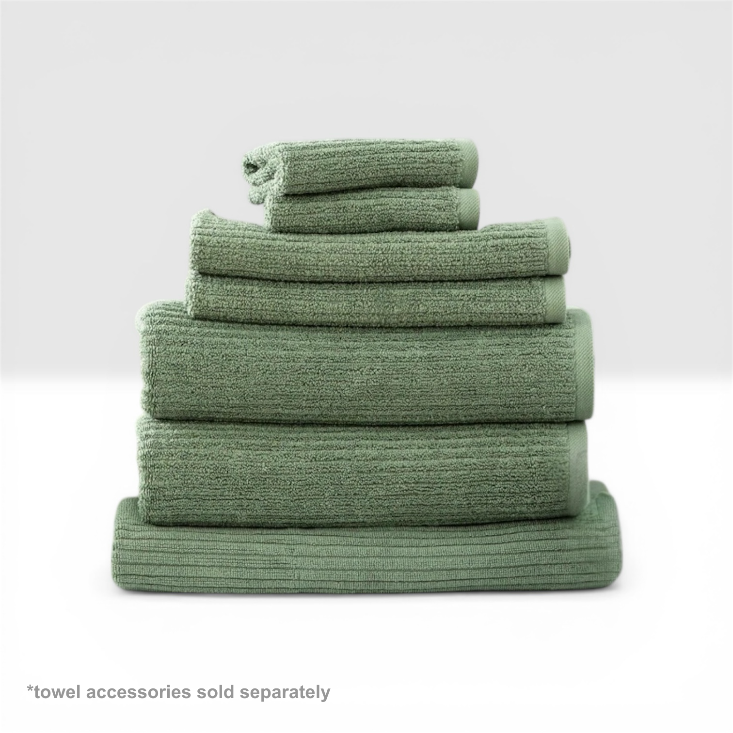 Renee Taylor Cobblestone 650 GSM Cotton Ribbed Bath Mat - Sage