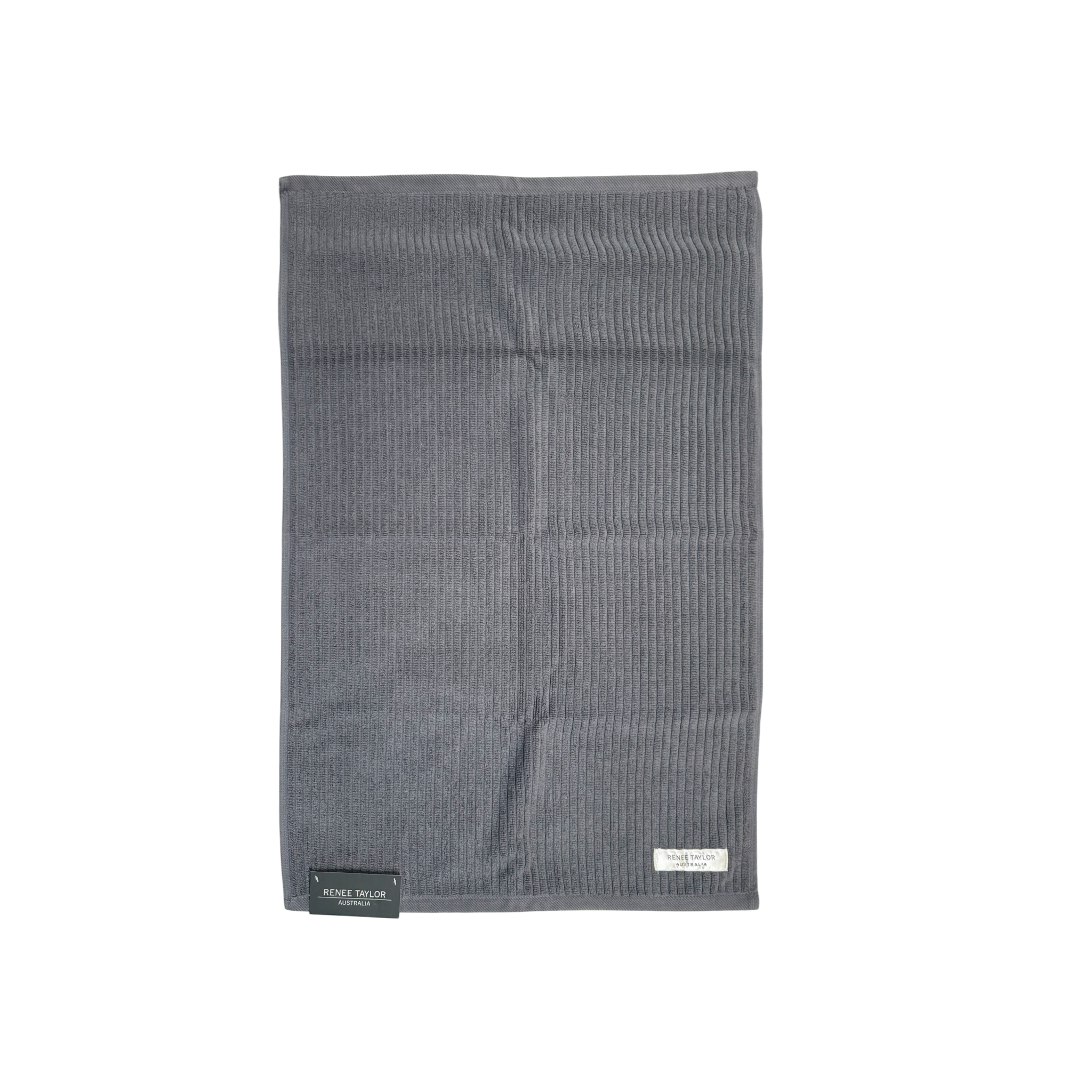 Renee Taylor Cobblestone 650 GSM Cotton Ribbed Bath Mat - Granite
