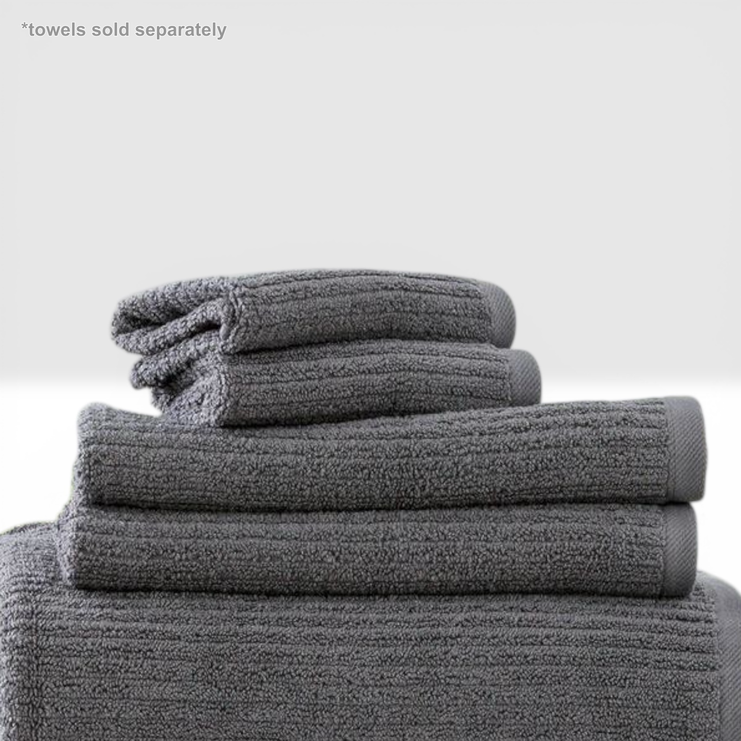 Renee Taylor Cobblestone 650 GSM Cotton Ribbed Face Towels - Granite