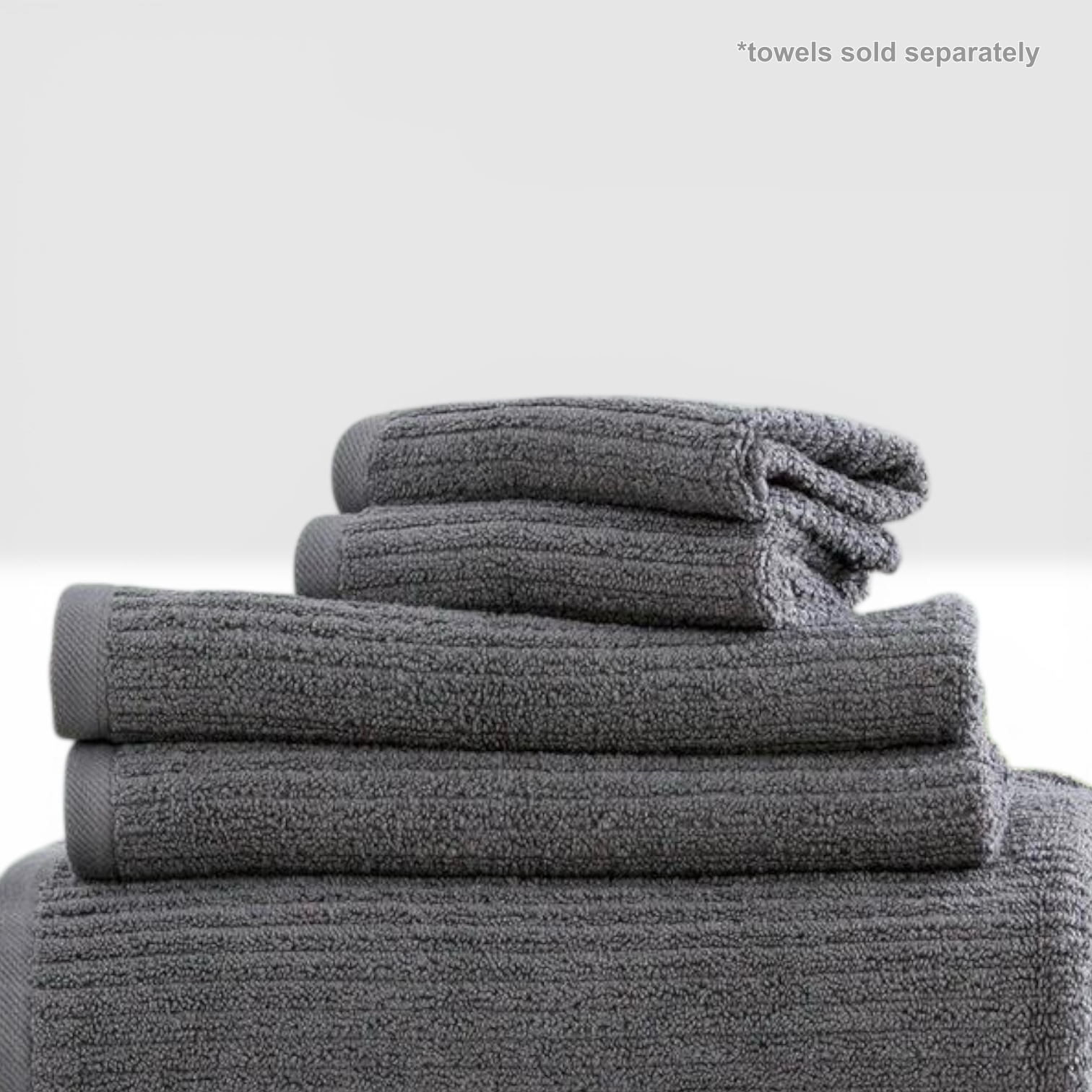 Renee Taylor Cobblestone 650 GSM Cotton Ribbed Hand Towels - Granite