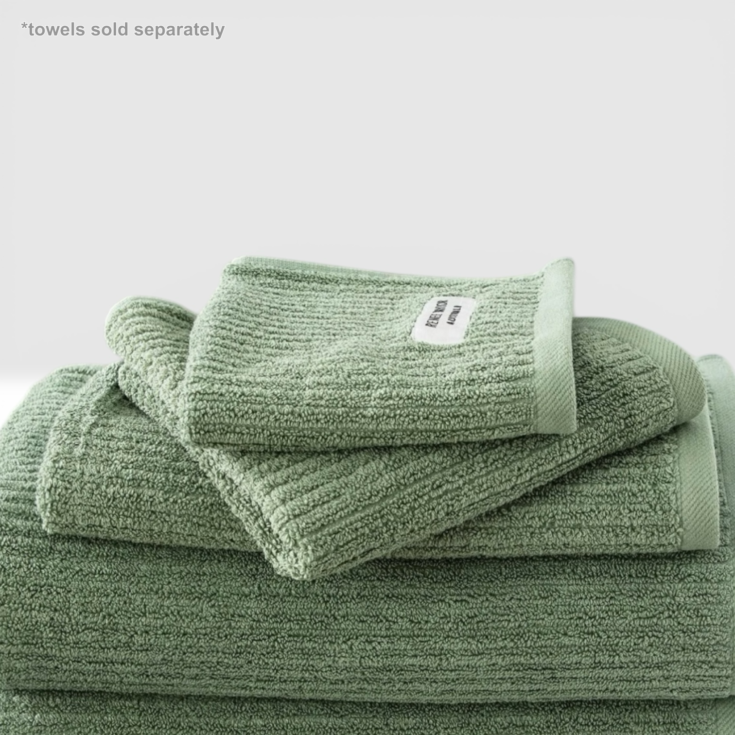 Renee Taylor Cobblestone 650 GSM Cotton Ribbed Face Towels - Sage