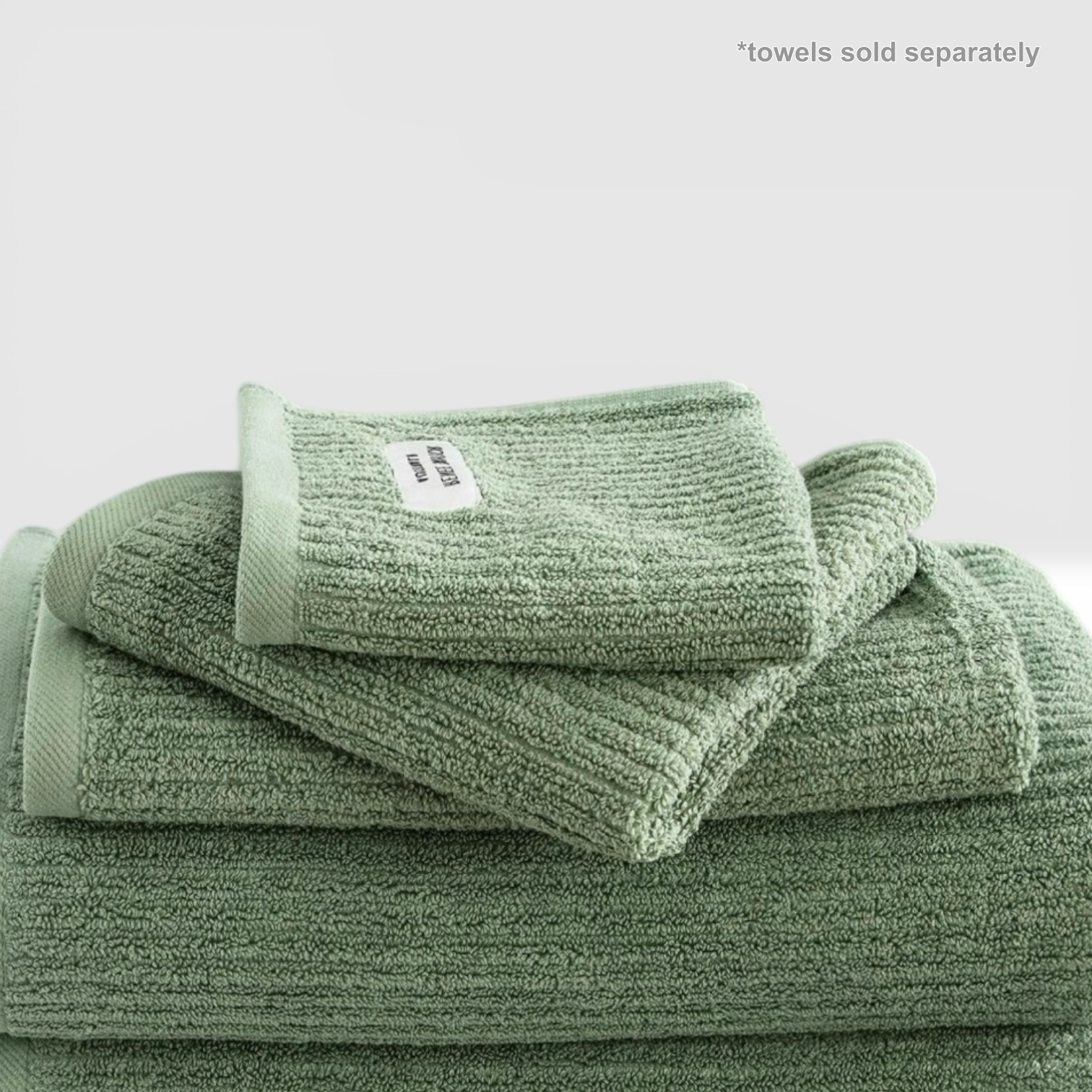 Renee Taylor Cobblestone 650 GSM Cotton Ribbed Hand Towels - Sage
