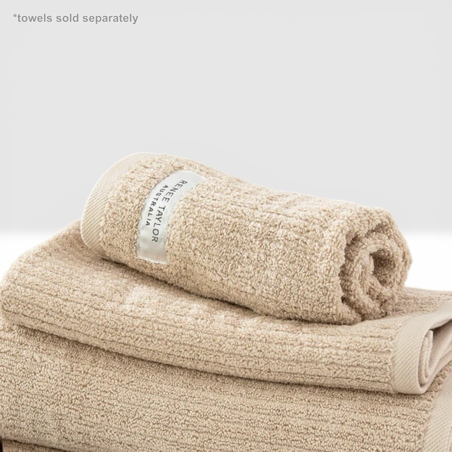 Renee Taylor Cobblestone 650 GSM Cotton Ribbed Face Towels - Stone
