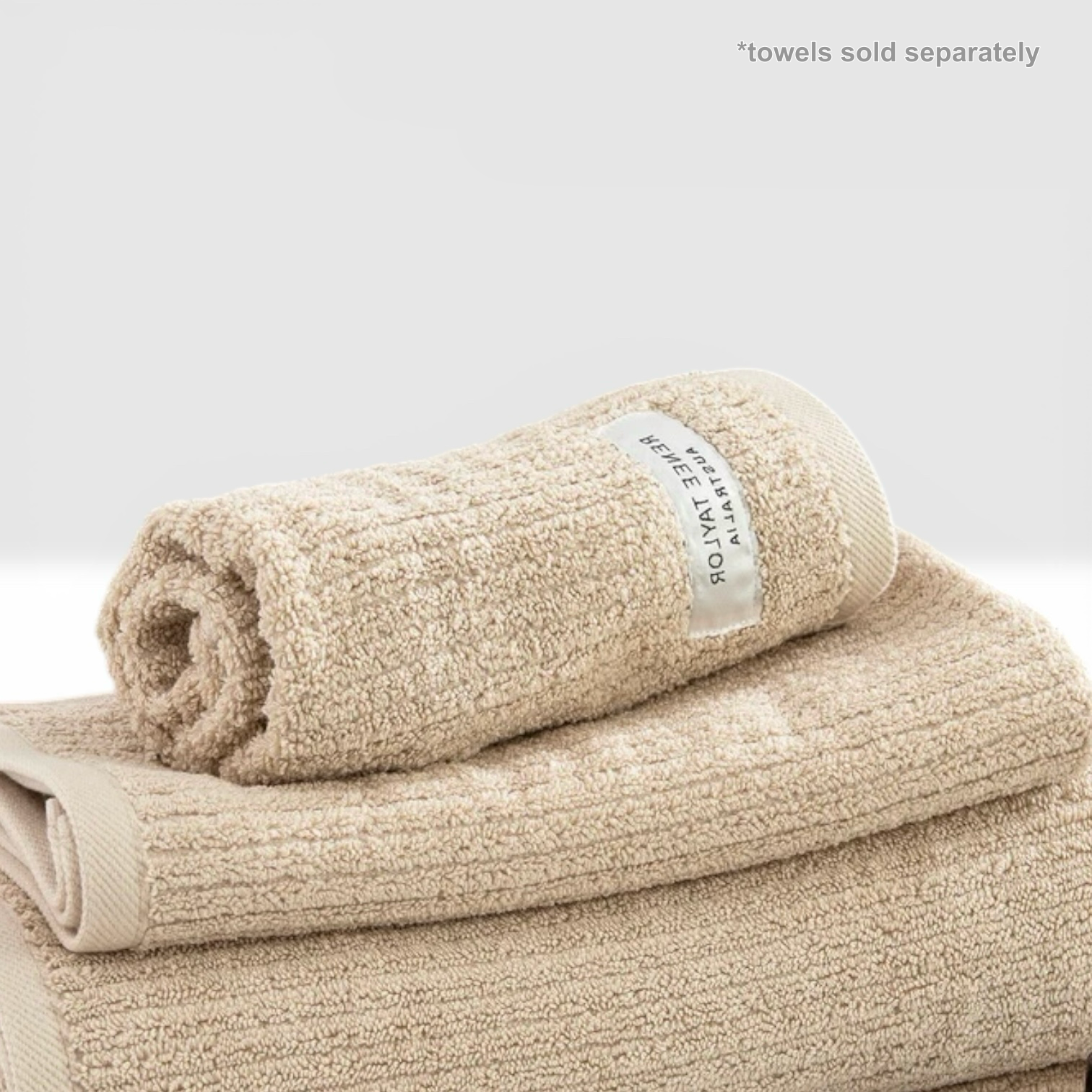 Renee Taylor Cobblestone 650 GSM Cotton Ribbed Hand Towels - Stone