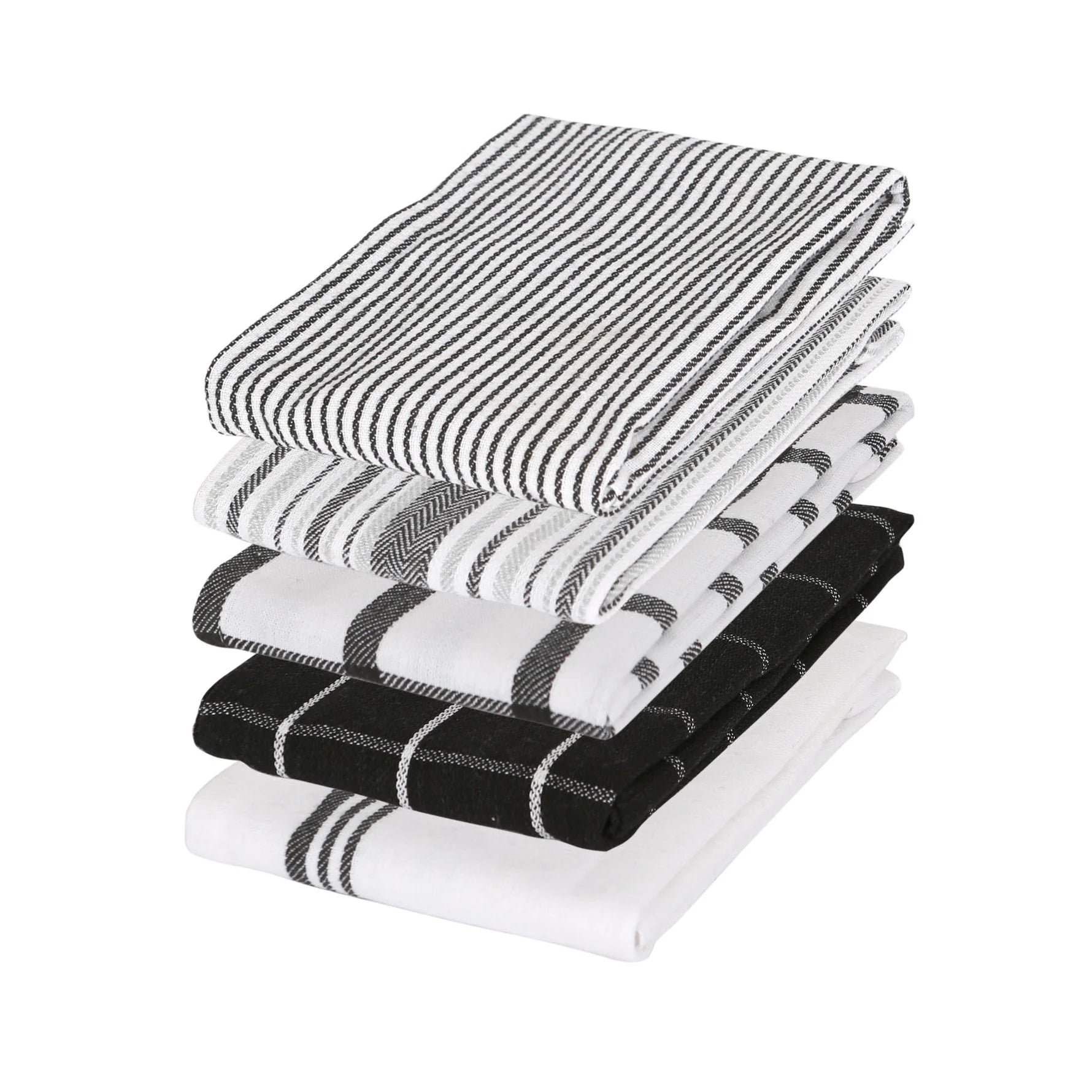 Cotton Monochrome Tea Towels Pack of 5