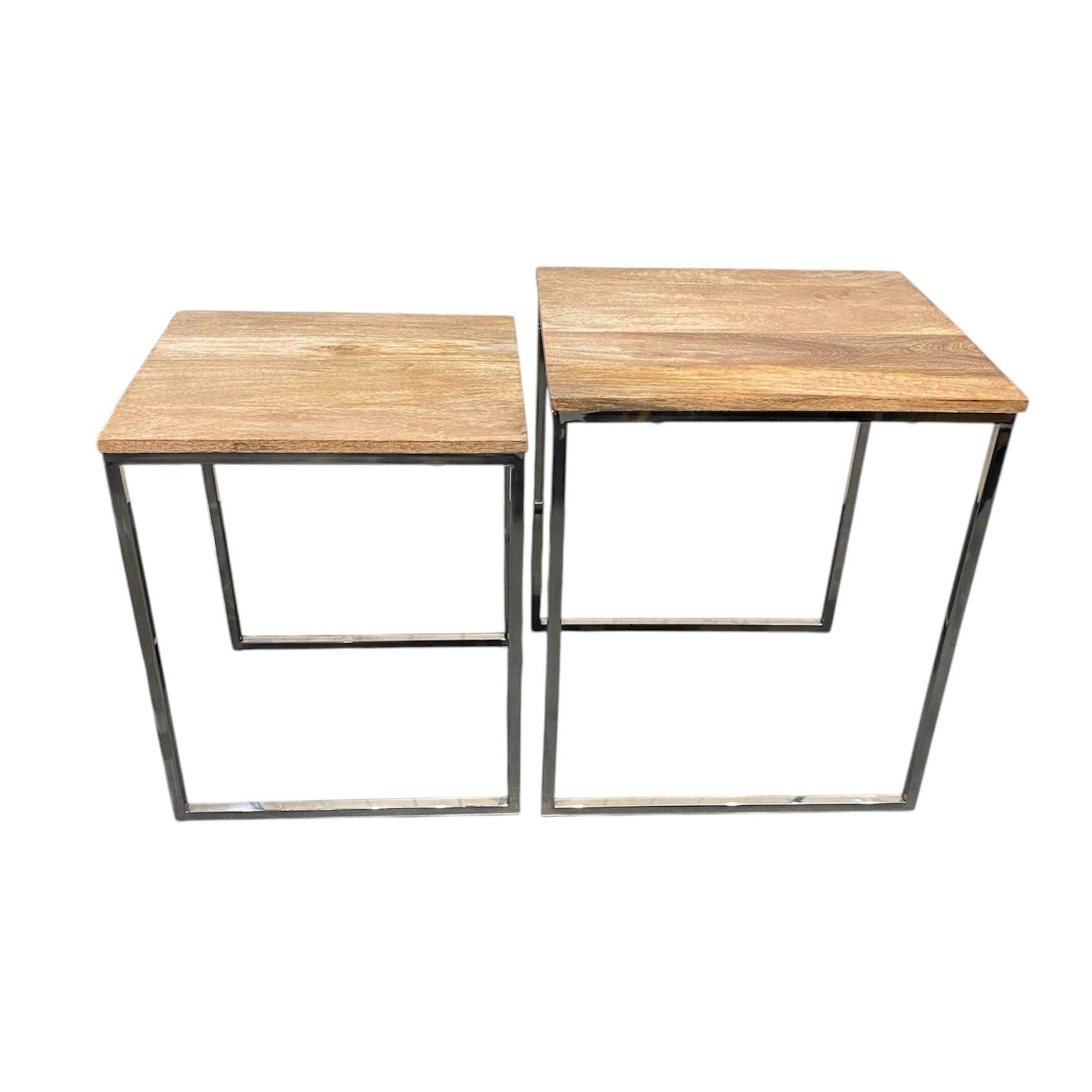 Joel Side Table Set 2 Timber and Chrome